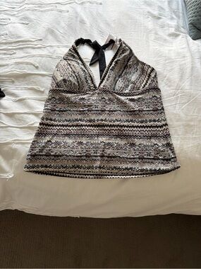Athleta Halter Camisole Top - Black & Cream Aztec Print